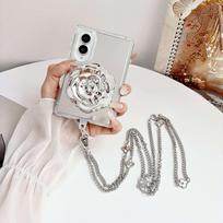 Case for Samsung Galaxy Z Fold 8 Ultra 7 6 5 4 3 with Mirror Stand Detachable Crossbody Chain Mirror Back Cover for Women Phone Bumpers for Samsung Z Fold6 sidabras