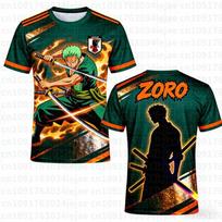 One Piece Zoro Japan Special Edition Soccer Jersey T-shirt Kids Soccer Sports Tshirt Adult Men's Casual Fashion T Shirt M brown