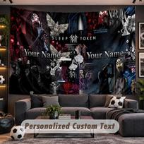 Sleep Token Personalized Tapestry Support Custom Name, Wall Art Home Decoration 100cmx150cm black