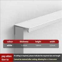 Invisible Cabinet Handles Edge Mounted Right Angle Aluminum Drawer Pulls Minimalist 80-1200mm for Wardrobe Dresser Kitchen 80mm
