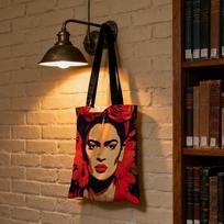 F-Frida K-Kahlo ART Storage Bags Large Capacity Canvas Bag For Female Students To Hold Books Tote Mommy Bag 50x57cm beige