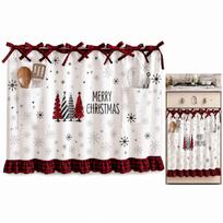Christmas Oven Curtain for Kitchen Holiday Decoration, Festive Oven Door Accessory One Size