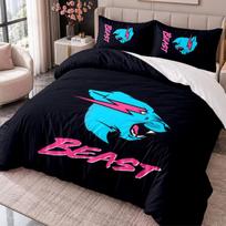 Mr Beast 3Pcs Bedding Set Duvet Cover With Two Pillowcases For Bedroom Home Decoration 135cmx200cm