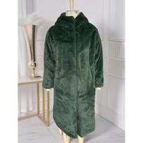Autumn and Winter Korean Version of Imitation Mink Velvet Fur Thickened Loose Plush Hat Jacket Women's Long Top Coat M gray