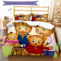 3pcs Daniel Tiger's Neighborhood pattern bedding set duvet cover set includes duvet cover &pillowcases,perfect all season bedroom decoration&gift 180cmx210cm
