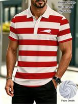 Men's Outdoor Polo Shirt, Mixed Color, Multiple Sizes Available, Polyester Material, Red & Off - White Striped Pattern, Suitable for Hiking & Outdoor 3XL įvairiaspalvis