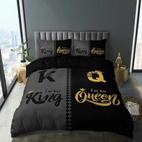 King and Queen Exquisite Print Bedding Set Duvet Cover Pillowcase Single Twin Size Gift for Student Adult 2/3pcs set Home Decor 100x135cm (2pcs)