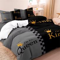 King and Queen Exquisite Print Bedding Set Duvet Cover Pillowcase Single Twin Size Gift for Student Adult 2/3pcs set Home Decor 150x200cm (3pcs)