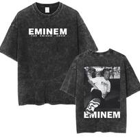 Washed Vintage T-shirt of rapper Eminem 2000, clothing for men and women, fashionable oversized T-shirts Hip H 2388 L gray