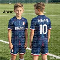 2026 Special Mbappé 10 Football Jersey Tee Shorts Set, Single Top Available,Harajuku Shirt Shorts Set Kids Tracksuit 2 Piece Set 130