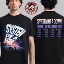 System Of A Down EU And UK Tour 2026 Merch Official Art With Dates Two Sided T-Shirt 140 white