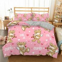 Teddy Bear Bedding Set, 3D Digital Print Animal Themes Wildlife Duvet Cover 2 Pieces Set Quilt Cover Universal for All Seasons 70x133cm 2pcs&Duvet Cover