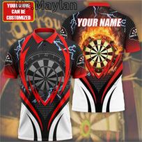 Personalized Name Darts 3D Full Printed Unisex Polo Shirt Uniform Dart Team Sleeveless T-Shirt L red