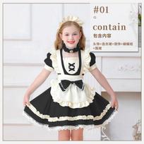 Alice Lolita Dress Girls Kids Teens Maid Costume Sweet Princess Outfit 130cm gray