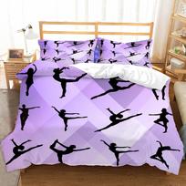 Gymnastics Double Duvet Cover Sets Ballet Dancer Bedding Double Bed Set 3D Print Soft Microfiber Quilt Cover and Pillowcases 100x135cm 2pcs&Duvet Cover pink