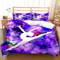 Gymnastics Double Duvet Cover Sets Ballet Dancer Bedding Double Bed Set 3D Print Soft Microfiber Quilt Cover and Pillowcases 70x133cm 2pcs&Duvet Cover