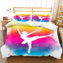 Gymnastics Double Duvet Cover Sets Ballet Dancer Bedding Double Bed Set 3D Print Soft Microfiber Quilt Cover and Pillowcases 90x200cm 2pcs&Duvet Cover