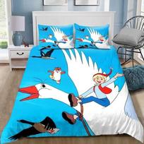 Catoon Nils Holgersson Print Duvet Cover Pillowcase Bedding Set Home Style 2/3 Piece Set Single/Double/Queen Large Size Gift 100x135cm (2pcs)