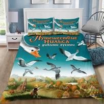 Catoon Nils Holgersson Print Duvet Cover Pillowcase Bedding Set Home Style 2/3 Piece Set Single/Double/Queen Large Size Gift 100x135cm (2pcs)