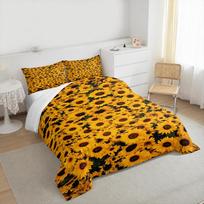 Vivid Sunflower Pattern Decorative Floor MatBedding set (1 duvet cover, 2 pillowcases, duvet not included) 140x200cm orange