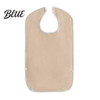 Adult Bibs with Clothing Protector Large Solid Bib Snap Buttons Color Waterproof Deep Crumb Adjustable Closure Catcher Design Eating L chaki