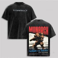 Titanfall 2 Monarch Titan Graphic T-Shirt - Vintage Wash Oversized Streetwear Te 130 black