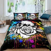 Teen hip-hop graffiti duvet cover and pillowcase, 3D bedding set artistic style bedroom decor, gifts for boys and girls 140x200cm