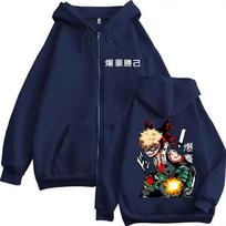 Anime My Hero Academia Katsuki Bakugo Zip Up Hoodie Men Women Harajuku Cosplay Tracksuit Oversized Fleece Casual Vintage Coats S