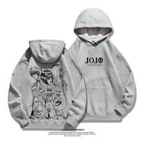 Anime JOJO Adventure Jotaro Kujo Graphic Printed Hoodies Vintage Oversized Hooded Long Sleeves Cotton Hoodie Men Women Clothes S white