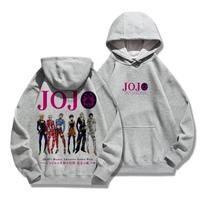 Anime JOJO Adventure Jotaro Kujo Graphic Printed Hoodies Vintage Oversized Hooded Long Sleeves Cotton Hoodie Men Women Clothes S white