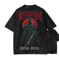 Vintage Wash Souls T-Shirt Video Game Aesthetic Oversized Y2K Women Men Tee Shirt Metal Style Short Sleeve Soulsborne Print Tee S black