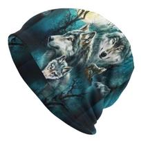 Custom Wolf Fox Beanie Bonnet Knitted Hats Men Women Hip Hop Unisex Adult Animal Graphics Art Warm Winter Skullies Beanies Caps One Size gray