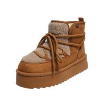 New thick-soled cross-strap cotton shoes, winter plush warm large-size plush snow boots for women 41 brown