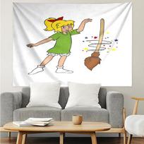 Bibi Blocksberg Print Tapestry, Backdrop, Easy Setup, Ideal for Bedroom, Office & Living Room, with Aesthetic Wall Hanging Decor. 130cmx150cm gray