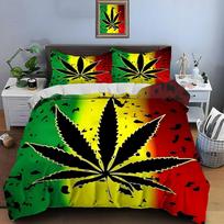 Colorful Psychedelic Leaves Print Bedding Set 1 Duvet Cover 1/2 Pillowcases Adult and Children Bedding Set Luxury Gift 100x135cm 3pcs