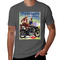 Zundapp Motorcycle Over Mountains Advertiseunisext Vintage Gerunisex Cycles T-Shirt Lightweight Running T-Shirt XL gray