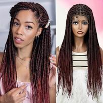 European and American e-commerce three-strand braid chemical fiber wig hand-rubbed braid full lace wig headgear 18inch / 46cm brown