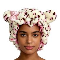 Double Layer Hair Bonnet Plush Satin Night Cap Cute Bear Ear Sleep Cap  Hair Care