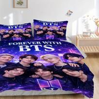 Forever Bts Print 3Pcs Bedding Set,Duvet Cover with 2 Bedro,Pillowcase Home Birthday Gift 135cmx200cm