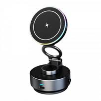 Wireless Charging Car Phone Holder With 360 Rotation MagSafe Compatible Dashboard Mount IPhone Android Black