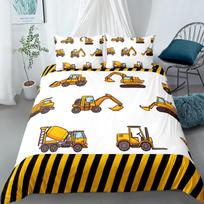 Tractor Crane Bulldozer Duvet Cover Girls Adult Truck Bedding Cover for Kids Boys Teens Stripe Comforter Cover For Kids Children 100×135cm&Duvet Cover