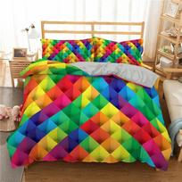 Kids Games Bedding Set Color Building Blocks Duvet Cover Twin Queen for Boys Teens Bedroom Decor Toy Geometric Comforter Cover EU Single(135x200cm)
