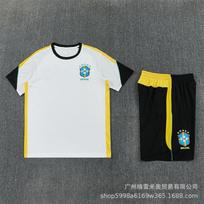 26-27 Brazil Long Sleeve Soccer Training Jersey Neymar Short Football Shirt Adult Kids Half Zip Tracksuit L