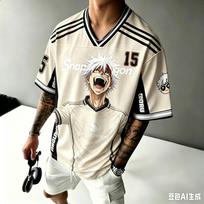 New Men Jujutsu Kaisen Gojo Satoru Graphic Jersey Number 15 Soccer Full Print Oversized Short Sleeve Quick Dry Anime Outfit L