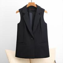 Women's Longline One Button Suit Vest Korean XXXL black