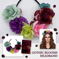 Women's Halloween Rose Headband Double-Sided Flower Hair Accessory for Party One Size black