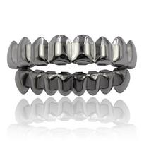 Glossy Finish Teeth Grillz Top Bottom Set Anti Slip Teeth Jewelry Teeth Grillz Caps  Cosplay tamsiai pilka spalva