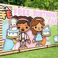Anime Toca birthday Life World  Wallpaper Backdrop Spring Photography Garden Photos for Child Women Photoshoot 402 59x51.1inch/150*130cm