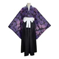 2026 Edition Kokushibo Role-Play Wig, Temporary, Anime-Print Kimono Top, Halloween Party Costume L blue