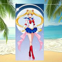 Sailor Moon Vertical Beach Towel Tsukino Usagi Big Moon Anime Bath Towel Girls Summer Gift 50x100cm